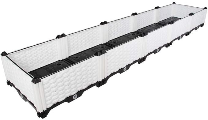 BAOYOUNI Raised Garden Bed Kit DIY Plastic Planter Box for Growing Fresh Vegetables, Herbs, Flowers & Succulents in Balcony, Rooftop, Patio or Yard, White, 76.77'' x 15.35'' x 8.66''