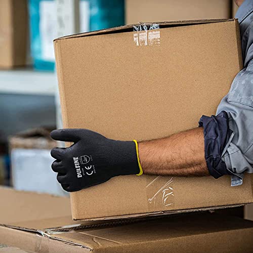 Safety Work Gloves for Men 12 Pairs (Black / Large)