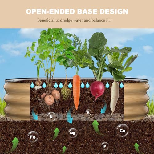 4x2x1FT Galvanized Raised Garden Beds (Natural Oak / 4x2x1ft)