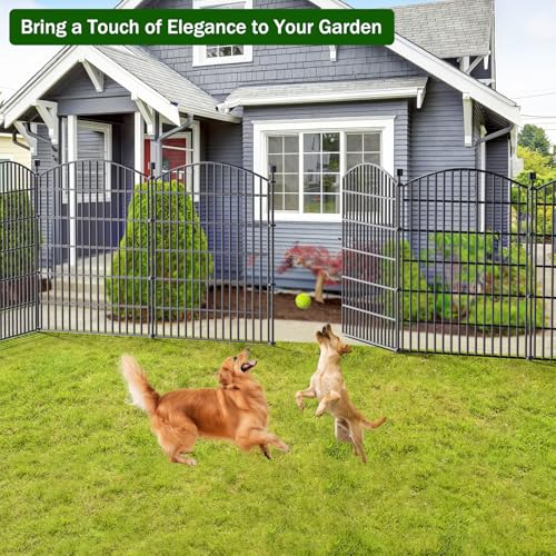 5 Panel No Dig Decorative Garden Fence with Gate 40" H x 11.8'L Dog Barrier (40 in(H) X 11.8 ft(L))