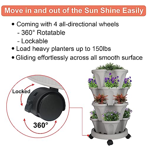 Vertical Planter Tower (Gray / 4 Tier)