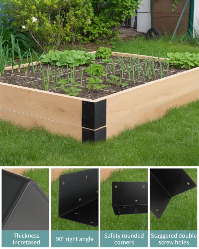 8 Pcs 6" x 3" x 3" Raised Garden Bed Corner Brackets for Wood Planter Box (8Pcs-6" x 3" x 3")