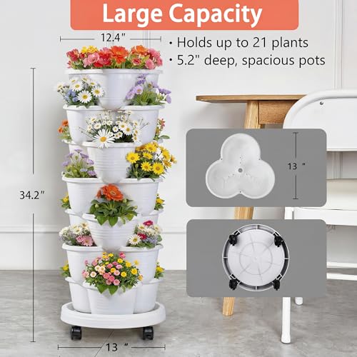 7 Tier Vertical Garden Planter (White / 7 Tier)