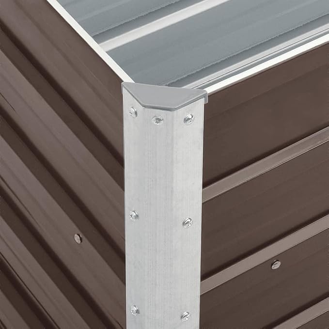 Garden Raised Bed Galvanized Steel 94.5"x15.7"x17.7" Brown,Raised Garden Bed,Outdoor Planters for Flower Herb Garden