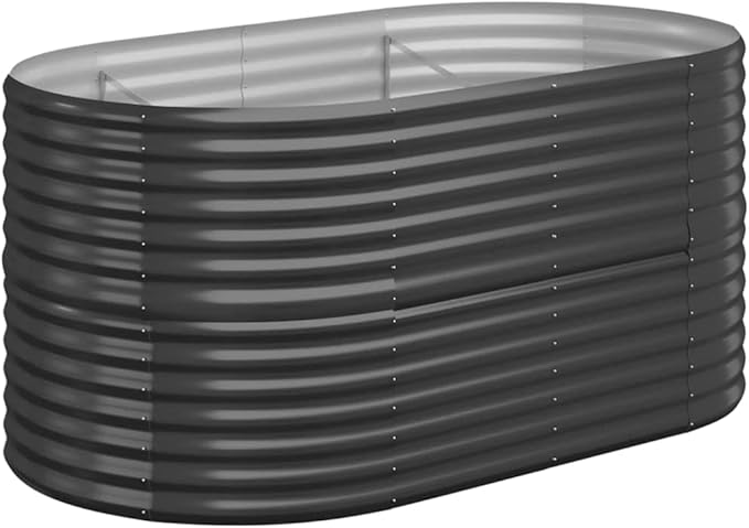 Garden Raised Bed Powder-Coated Steel 59.8"x31.5"x26.8" Anthracite,Raised Garden Bed,Outdoor Planters for Flower Herb Garden