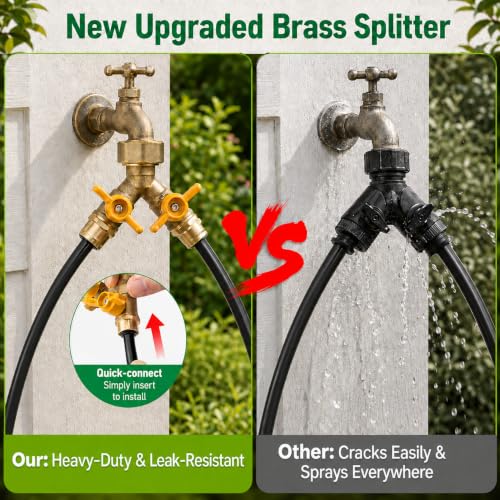 320FT Drip Irrigation System with Brass Splitter & Copper Nozzles (320FT)
