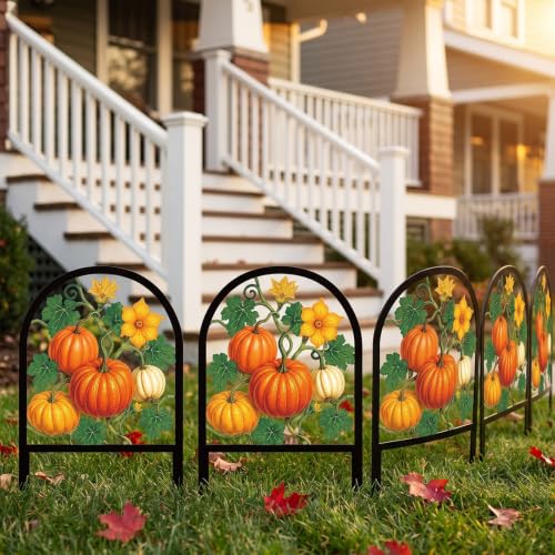 6 Pack Fall Pumpkin Decorative Garden Fence (Pumpkin)