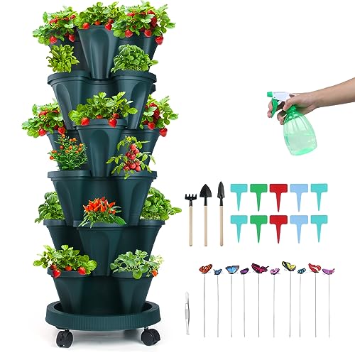 Vertical Planter Tower (Green / 6 Tier)