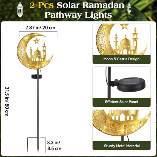 2Pcs Ramadan Solar Lights (Gold A)