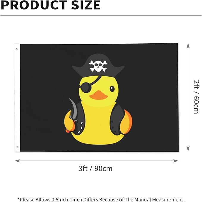 Pirate Rubber Duck Flag 2x3 Ft Outdoor Indoor With Grommet Garden Yard Outside Banner Decorative Sign