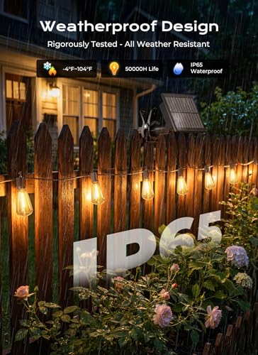 37FT Solar String Lights Outdoor (37FT(10 Sockets))