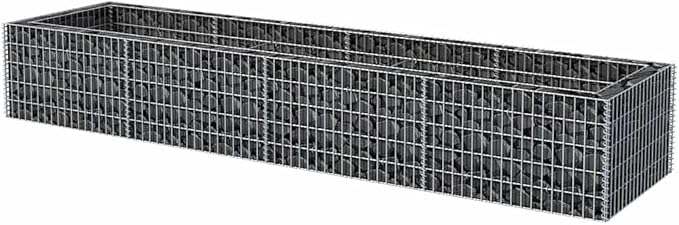 Gabion Raised Bed, Silver Galvanized Steel Planter Box, Large Outdoor Garden Bed, 141.7x141.7x19.7 inch, Heavy-Duty Construction for Outdoor Plants