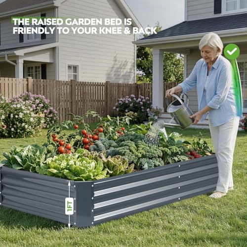 2Pack 6×3×1ft Galvanized Raised Garden Bed Kit (Irongrey / 6x3x1ft (Pack of 2))