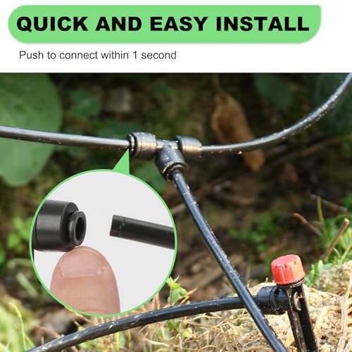 184FT Drip Irrigation System Kit (177FT (46FT 1/2 Inch+131FT 1/4 Inch）)