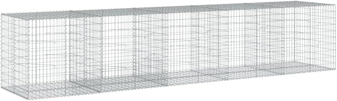 Galvanized Gabion Basket with Cover 196.9"x39.4"x39.4" Metal Raised Garden Bed Planter Box for Outdoor Landscaping, Retaining Walls & Decorative Features
