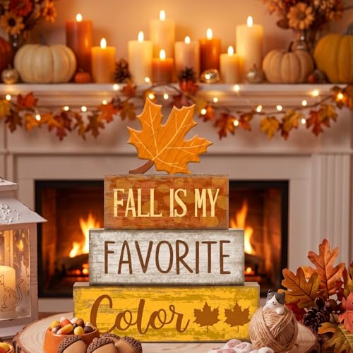 4 Pcs Fall Table Decor Wooden Maple Leaf (Fall Maple Leaf)