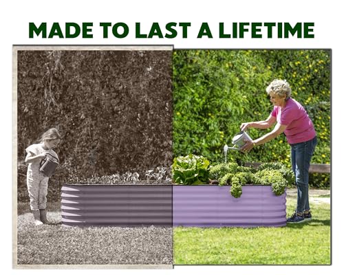 9-in-1 Galvanized Steel Raised Garden Bed // 8×2×1.5 ft Modular Planter for Gardening, Vegetables, Flowers // 18" Tall Metal Raised Garden Beds Outdoor (Lavender) // Patented Design Planter Box (Lavender / 8x2x1.5 ft)