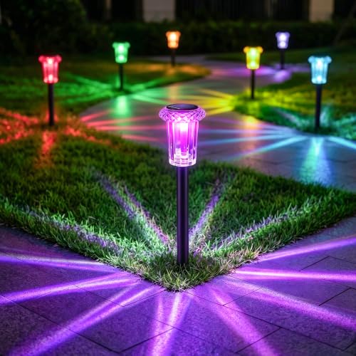 Solar Pathway Lights Outdoor Waterproof Starburst Pattern 15 Pack (Multicolor)