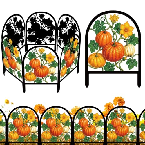 6 Pack Fall Pumpkin Decorative Garden Fence (Pumpkin)