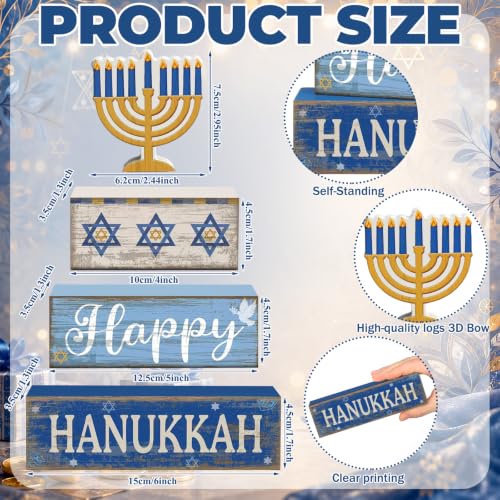 4 Pcs Hanukkah Table Decor for Home (Candlestick 2)