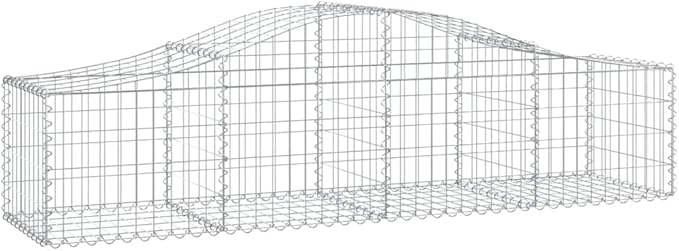 Gabion Basket Set of 7, Silver Galvanized Iron, 78.7x19.7x15.7/23.6 Inch Large Outdoor Planter for Garden Edges