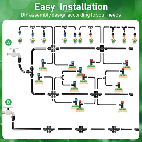 246FT Drip Irrigation System (33FT Main Tube+ 213FT 1/4'' Tube)