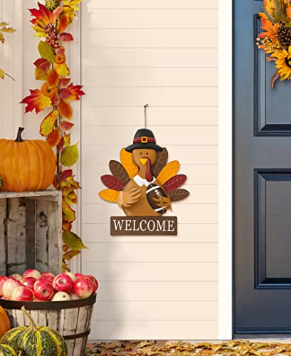 29.92" H Metal Thanksgiving Turkey Decorative Yard Signs with Stakes for Indoor Outdoor Fall Harvest Hanging Welcome Sign Wall Decor (29.92”h Turkey)