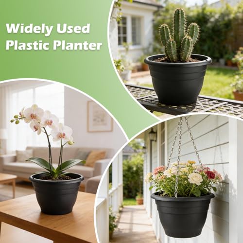 15 Pack 11 Inch Plant Pots with Drainage Holes (Black Pack of 15 / 11 inch)