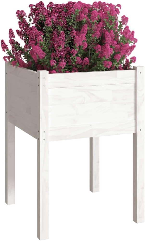 Garden Planters,Greenhouse Planter,Decorative Patio Planters,Patio Raised Beds,Vegetable Planters,Herb Planters,for Herbs,Fruits,Deep-rooted vegetables,2 pcs White 19.7"x19.7"x27.6" Solid Wood Pine