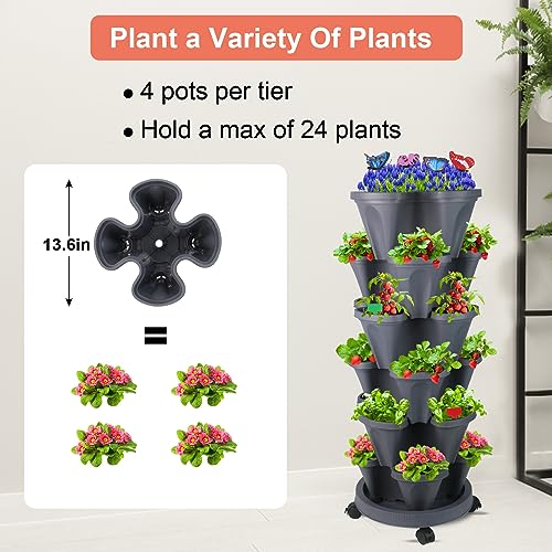 Vertical Planter Tower (Dark Gray / 6 Tier)