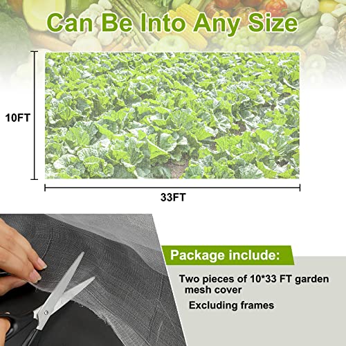 Garden Netting for Raised Beds Garden Protection Plant (10x33 ft / White-2 Pack)