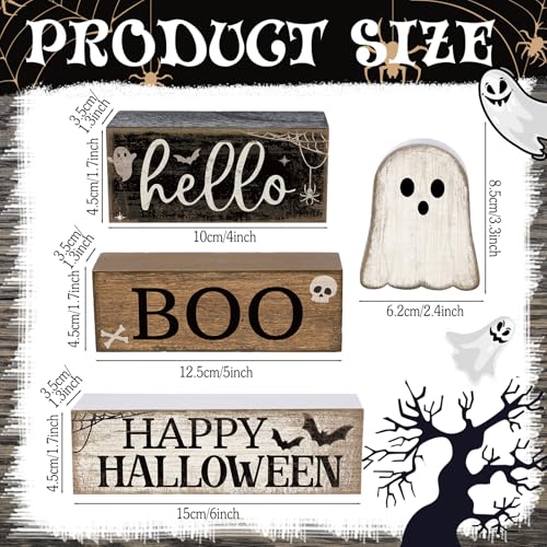 4 Pcs Halloween Table Decor Surprised Ghost Tiered Tray Decor (Surprised Ghost)