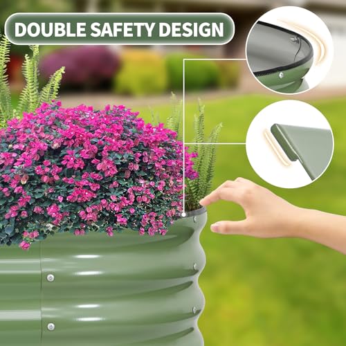 Galvanized Raised Garden Bed Outdoor (Green / 8×2×1.4ft（2pcs）)