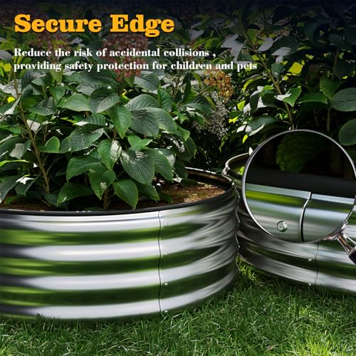 Galvanized Metal Planter Round Raised Garden Bed Kit for Gardening Outdoor (Black / 3x3x1FT（1pcs）)