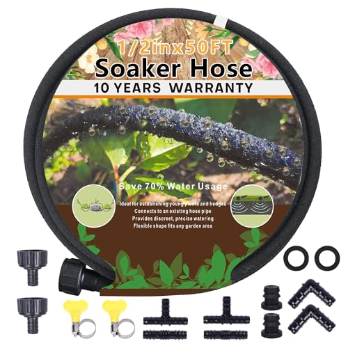 1 2’’ Soaker Hose 50 ft for Garden Beds (50 Feet)