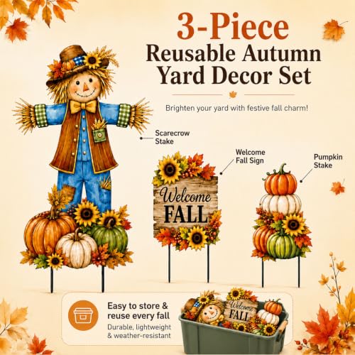 3 Piece Scarecrows for Outside Yard Decor