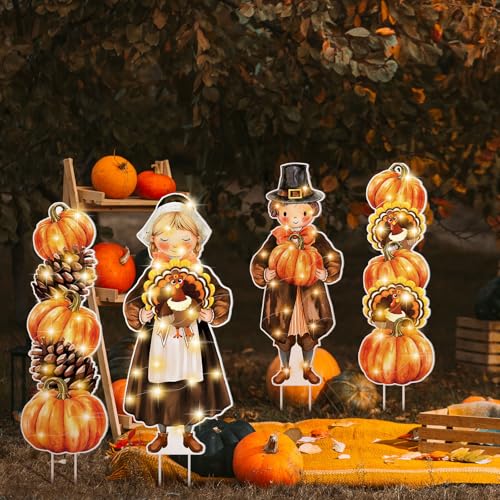 4 Pcs Fall Thanksgiving Yard Decorations Outdoor (Thanksgiving)