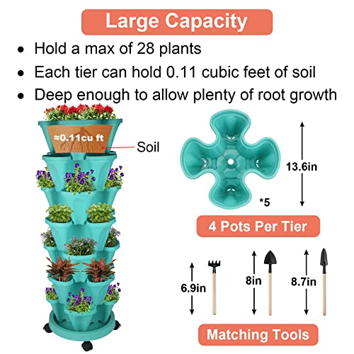 Vertical Planter Tower (Teal / 7 Tier)