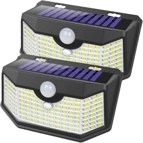 120 LED Outdoor Solar Lights with Motion Sensor and 3 Lighting Modes (Black / 2 Pack)
