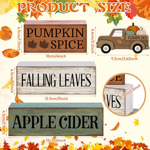 4 Pcs Fall Table Decoration for Home Fall Truck Decor (Pumpkin Truck)