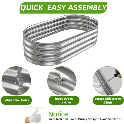 Galvanized Oval Raised Garden Bed (Galvanized Bright Silver / 4×2×1FT (2-pack）)