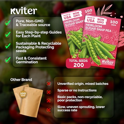 200 Sugar Snap Peas Heirloom Vegetable Seeds for Planting