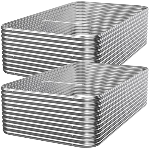 2 PCS Tall 8ft Galvanized Raised Garden Bed Outdoor (8x3ft)