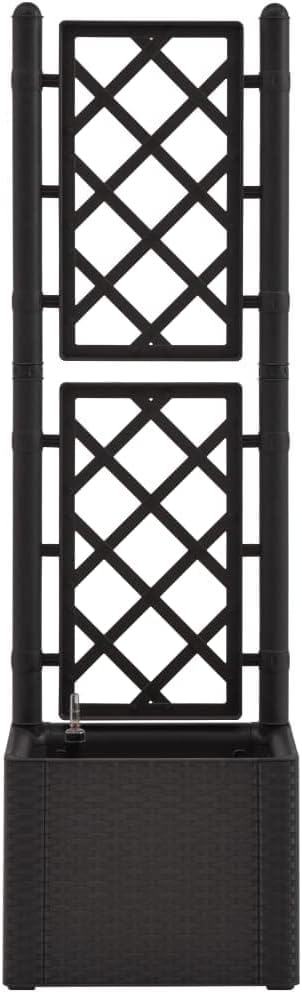 Garden Raised Bed with Trellis and Self Watering System Anthracite Outdoor Flower Pots Pots for Plants Planter Pots for Raised Garden Beds for Porch Plants Gardening Outdoor