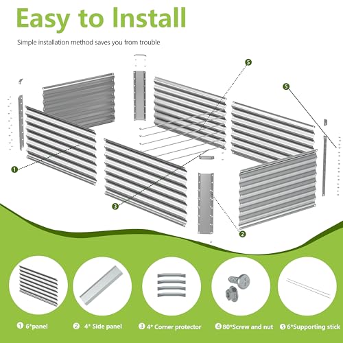 8x2x2FT Galvanized Raised Garden Bed (8x2x2 / Silver)