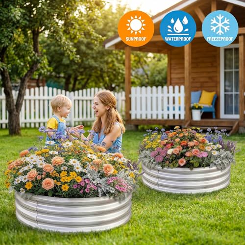 Galvanized Raised Garden Bed Kit (2×2×1ft / 1-silver)