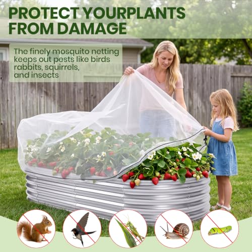 Garden Netting for Raised Beds (2pcs White / 4×2×1FT)