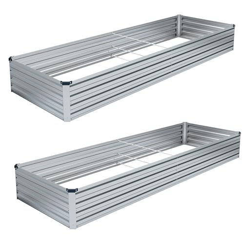 2PCS 8x4x1FT Galvanized Raised Garden Bed Kit (Silver / 8x4x1(2PCS))