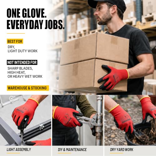 Safety Work Gloves for Men 60 Pairs (Red / Small)