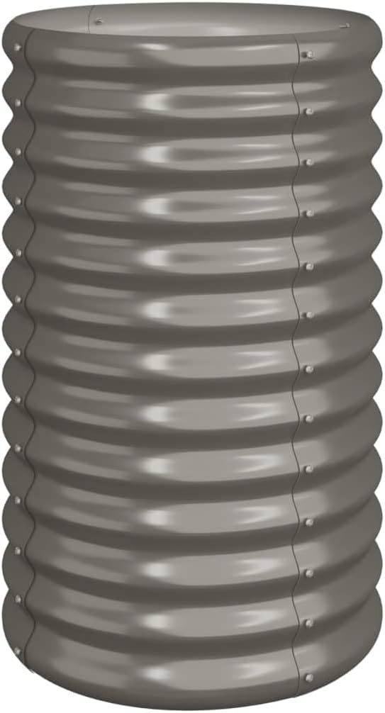 vidaXL Garden Planter Grey Powder-Coated Steel Medium Tough